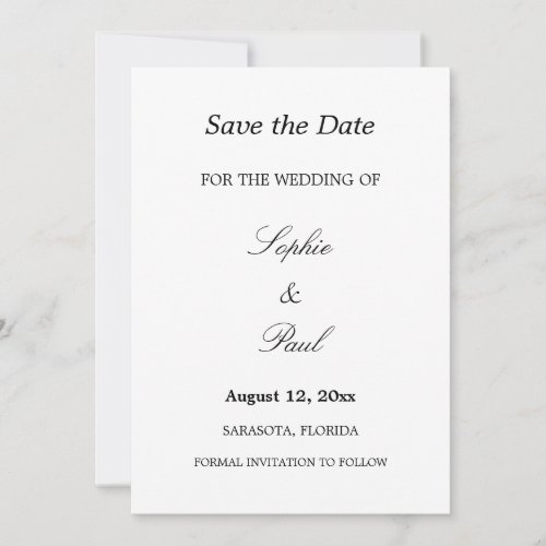 Elegant Minimalist Wedding Save the Date