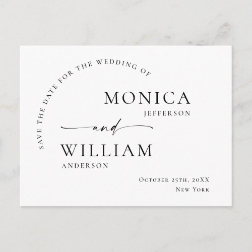 Elegant Minimalist Wedding Save The Date Postcard