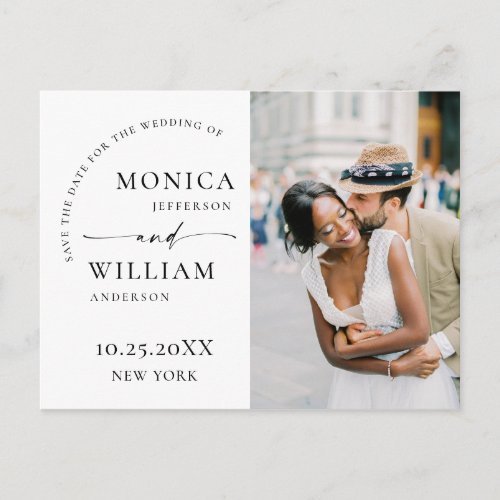 Elegant Minimalist Wedding Save The Date QR code Postcard