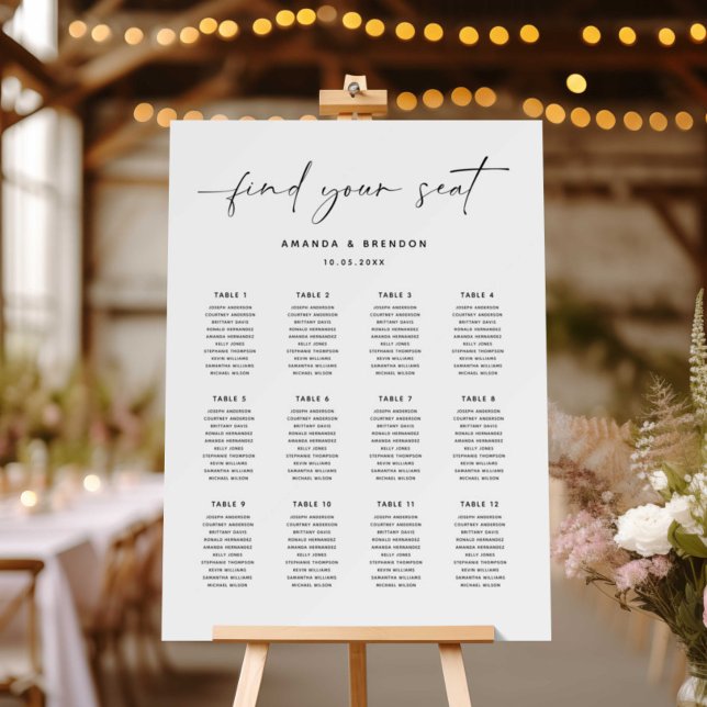 Elegant Minimalist Wedding Seating Chart Foam Board (Creator Uploaded)