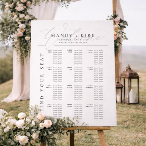 Elegant Minimalist Wedding Seating Chart Poster