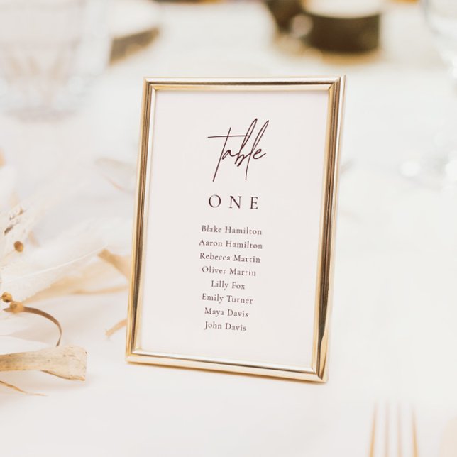 Elegant Minimalist Wedding Seating Chart Table Number (Creator Uploaded)