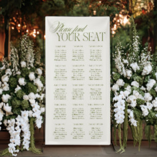 Elegant Minimalist Wedding Seating Chart Vinil Banner