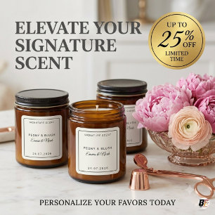 Elegant Minimalist Wedding Signature Scent Favor Square Sticker
