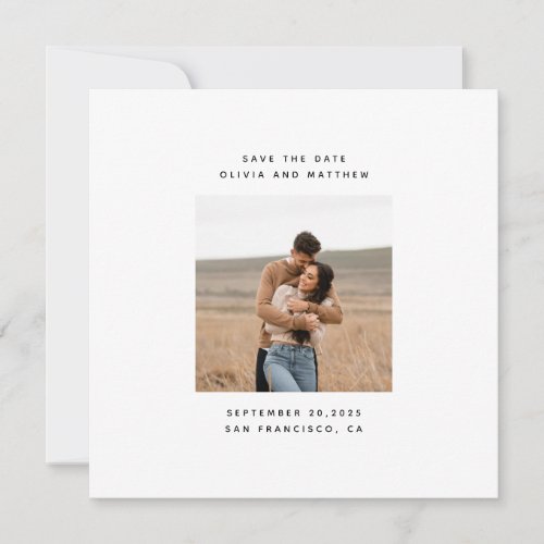Elegant Minimalist Wedding | Simple Clean Photo Save The Date