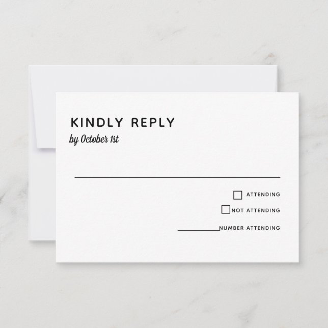 Elegant Minimalist Wedding Simple Typography RSVP (Front)