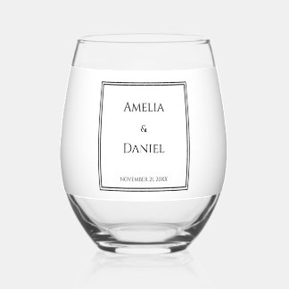 Elegant Minimalist Wedding Stemless Wine Glass