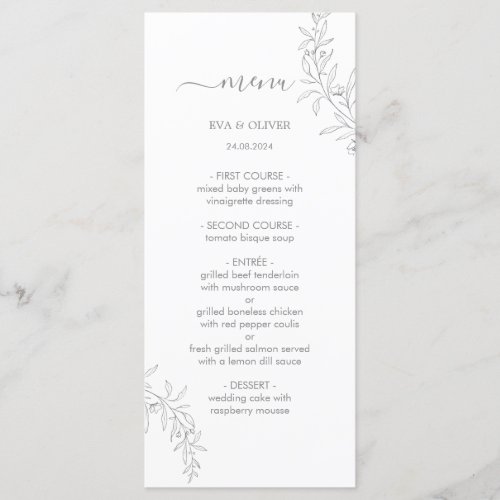 Elegant Minimalist Wedding Table Menu Cards
