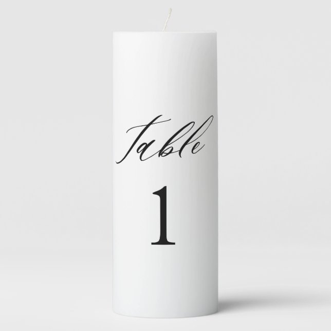 Elegant Minimalist Wedding Table Number Pillar Candle (Front)