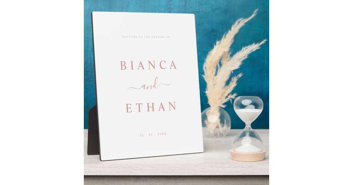 Elegant Minimalist Wedding Tabletop Sign P Plaque Zazzle