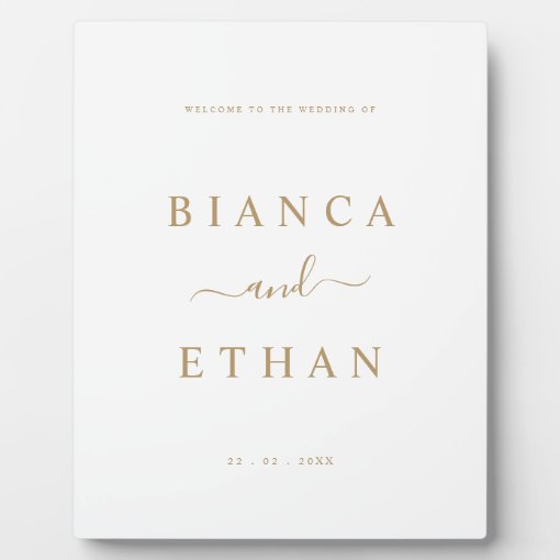 Elegant Minimalist Wedding Tabletop Sign Plaque Zazzle