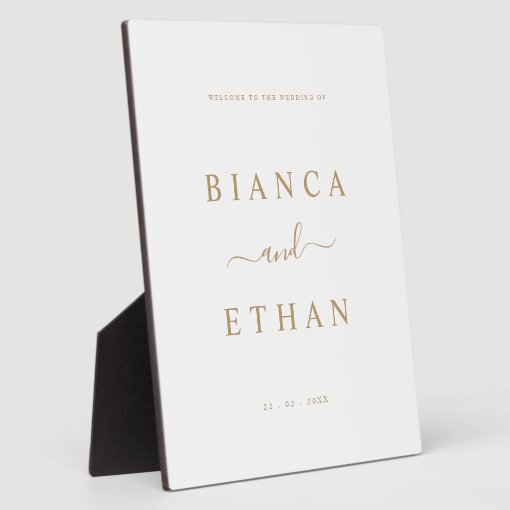 Elegant Minimalist Wedding Tabletop Sign Plaque Zazzle