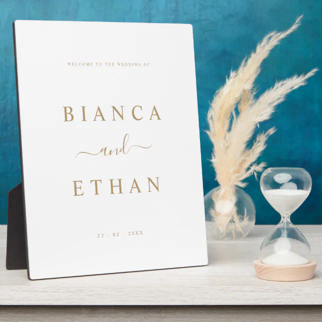 Elegant Minimalist Wedding Tabletop Sign Plaque Zazzle