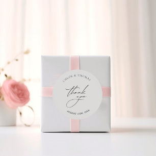 Elegant Minimalist Wedding Thank You Classic Round Sticker