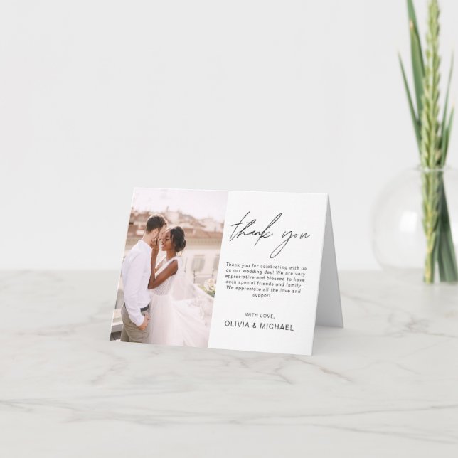 Elegant Minimalist Wedding Thank You Photo Invitat Card (Front)