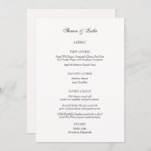 Elegant Minimalist Wedding Three Course Menu Invitation | Zazzle