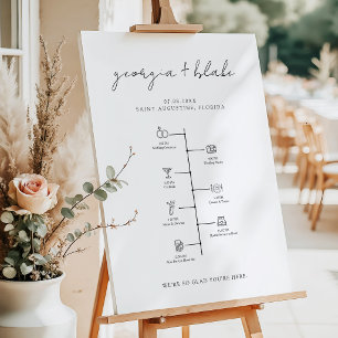 Elegant Minimalist Wedding Timeline Welcome Sign