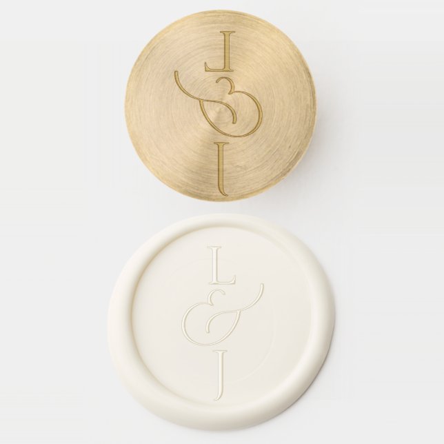 Elegant Minimalist Wedding Vertical Initials  Wax Seal Stamp (Stamped)