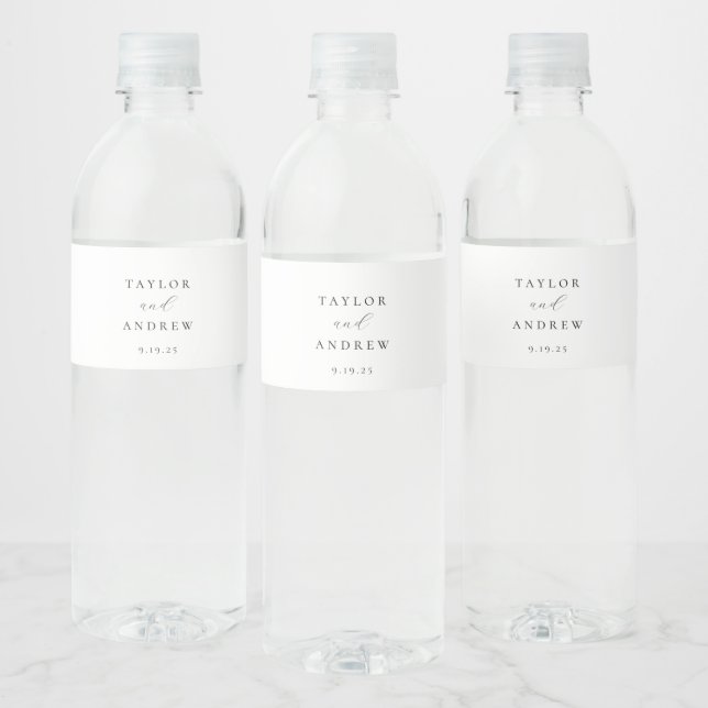 Elegant Minimalist Wedding Water Bottle Label (Bottles)
