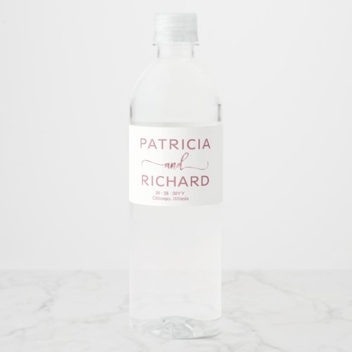 Elegant Minimalist Wedding  Water Bottle Label