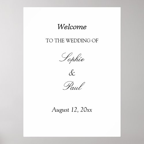 Elegant Minimalist Wedding Welcome Poster