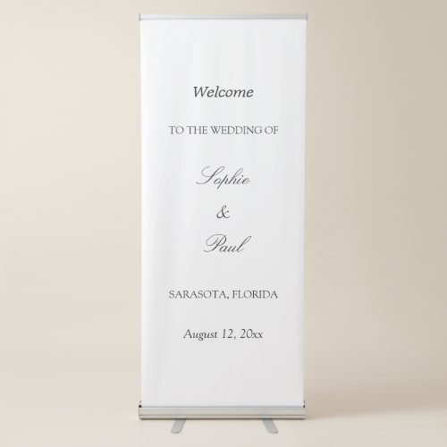Elegant Minimalist Wedding Welcome Retractable Banner