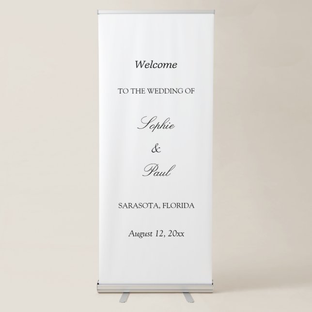 Elegant Minimalist Wedding Welcome Retractable Banner (Front)