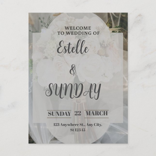 Elegant Minimalist Wedding Welcome Sign Postcard (Front)