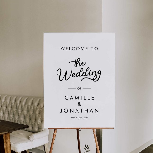 Elegant Minimalist Wedding Welcome Siign Foam Board (Modern Elegance Wedding Welcome Sign)