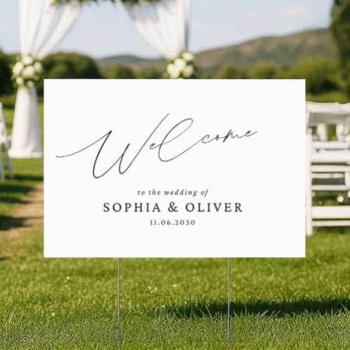 Elegant Minimalist Wedding Welcome Yard Sign