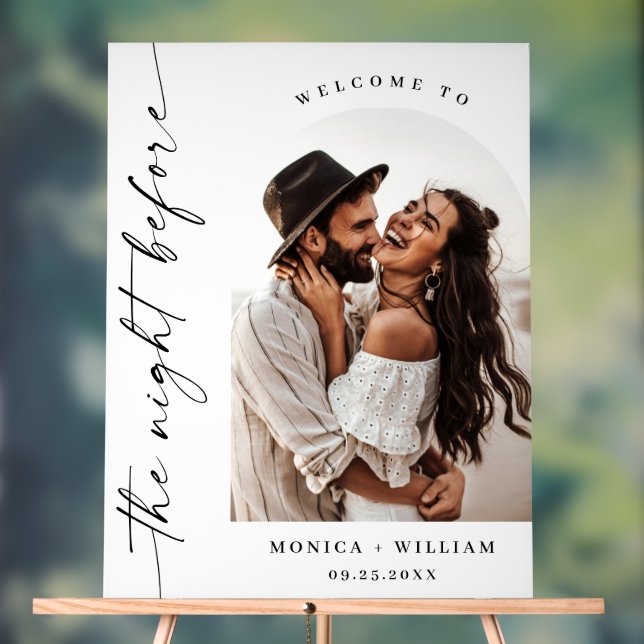 Elegant Minimalist WELCOME Rehearsal Dinner Photo Acrylic Sign (Neutral)