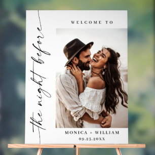 Elegant Minimalist WELCOME Rehearsal Dinner Photo Acrylic Sign