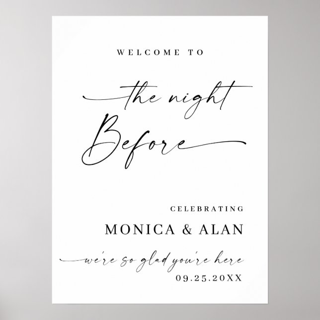 Elegant Minimalist Welcome Rehearsal Dinner Poster (Front)