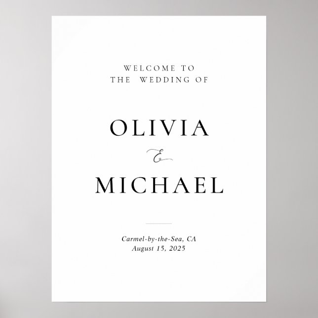 Elegant Minimalist Welcome To The Wedding Sign (Front)