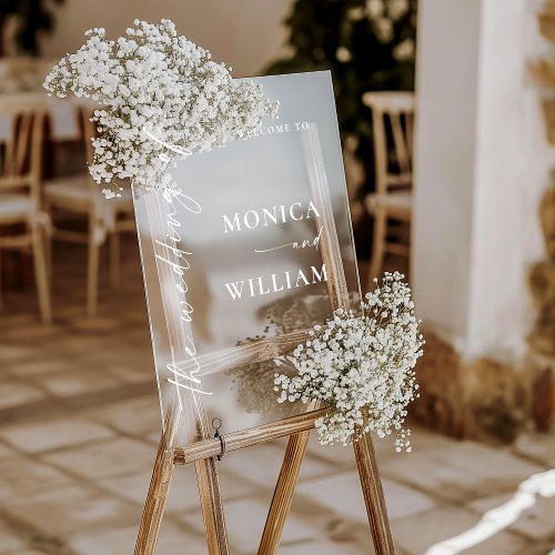 Elegant Minimalist Welcome Wedding Acrylic Sign