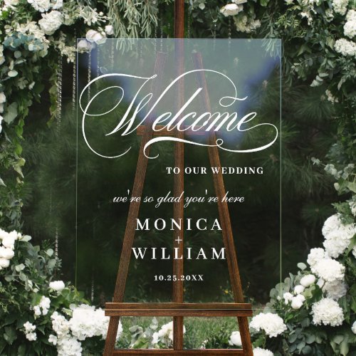 Elegant Minimalist WELCOME Wedding Acrylic Sign