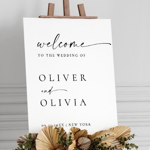 Elegant Minimalist Welcome Wedding Calligraphy Foam Board