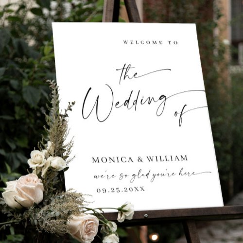 Elegant Minimalist Welcome Wedding Calligraphy Foam Board