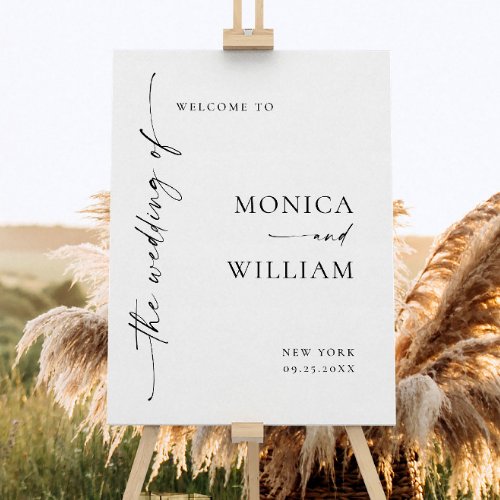 Elegant Minimalist Welcome Wedding Calligraphy Foam Board