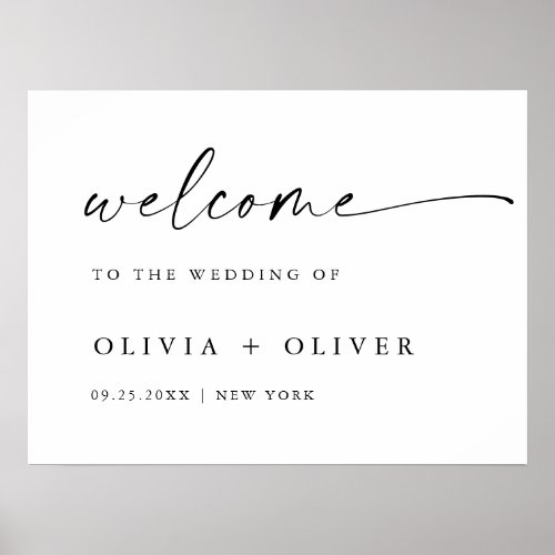 Elegant Minimalist Welcome Wedding Calligraphy Poster
