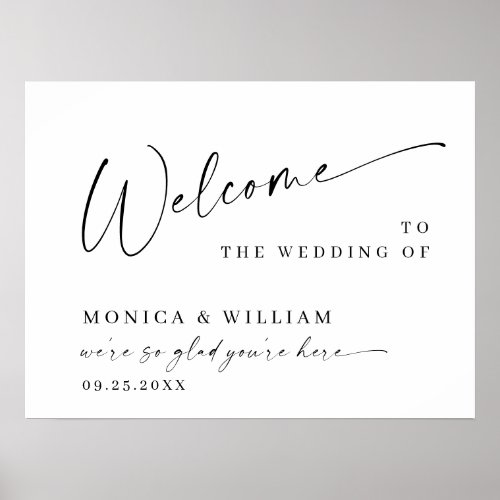 Elegant Minimalist Welcome Wedding Calligraphy Poster