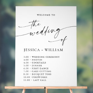 Elegant Minimalist Welcome Wedding Day Timeline Acrylic Sign