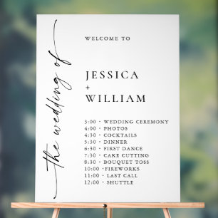 Elegant Minimalist Welcome Wedding Day Timeline Acrylic Sign