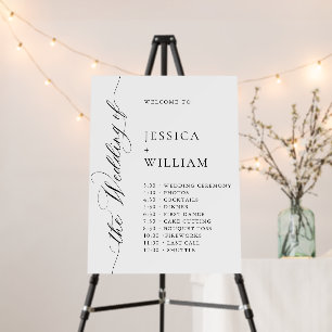 Elegant Minimalist Welcome Wedding Day Timeline Foam Board