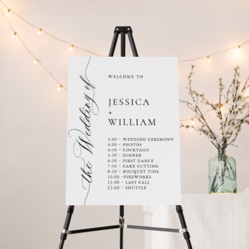 Elegant Minimalist Welcome Wedding Day Timeline Foam Board