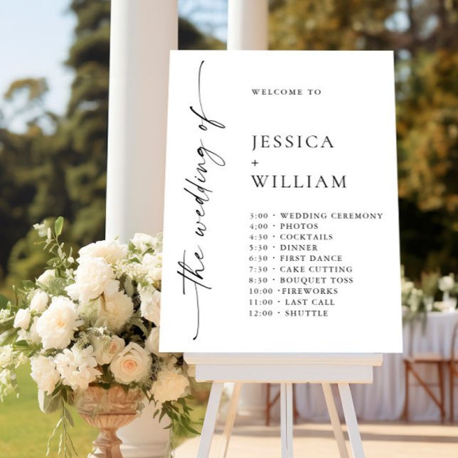 Elegant Minimalist Welcome Wedding Day Timeline Foam Board (Creator Uploaded)