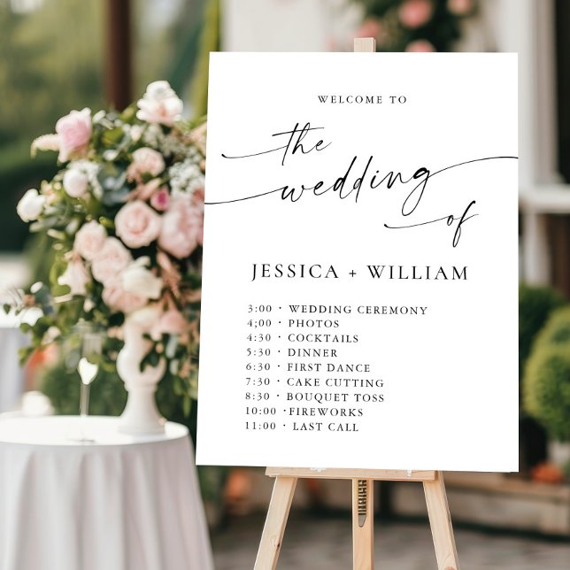 Elegant Minimalist Welcome Wedding Day Timeline Foam Board (Creator Uploaded)