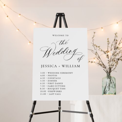 Elegant Minimalist Welcome Wedding Day Timeline Foam Board