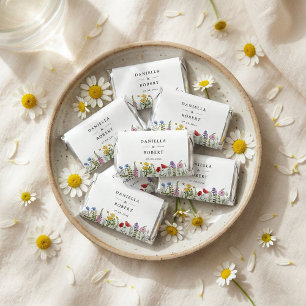 Elegant Minimalist Whimsical Wildflower Wedding Hershey's Miniatures