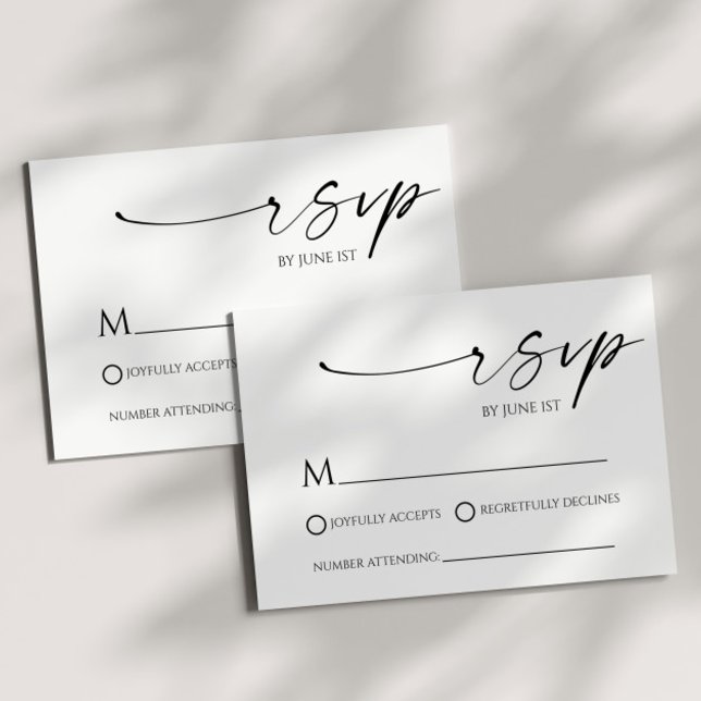 Elegant Minimalist White Black Wedding RSVP Card (Creator Uploaded)